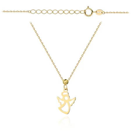 Złoty Naszyjnik 585 z Aniołek i Kulka Diamentowana