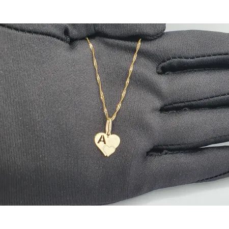 Złota Zawieszka Literka ''A'' w Sercu 585