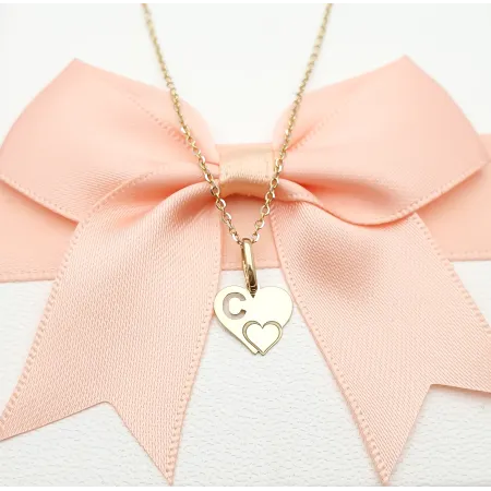 Złota Zawieszka Literka ''C'' w Sercu 585