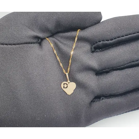 Złota Zawieszka Literka ''D'' w Sercu 585