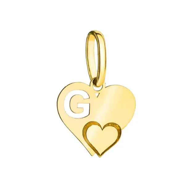 Złota Zawieszka Literka ''G'' w Sercu 585
