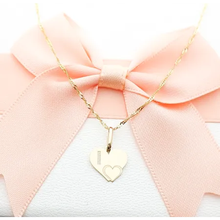 Złota Zawieszka Literka ''I'' w Sercu 585