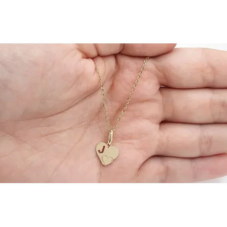 Złota Zawieszka Literka ''J'' w Sercu 585