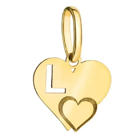 Złota Zawieszka Literka ''L'' w Sercu 585