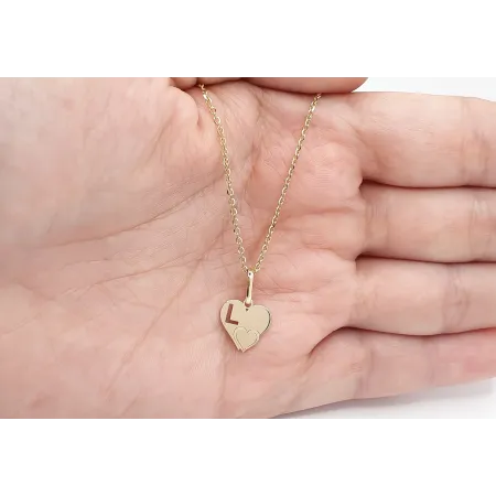 Złota Zawieszka Literka ''L'' w Sercu 585