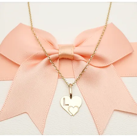 Złota Zawieszka Literka ''L'' w Sercu 585