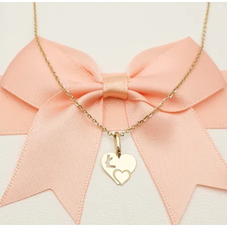 Złota Zawieszka Literka ''Ł'' w Sercu 585