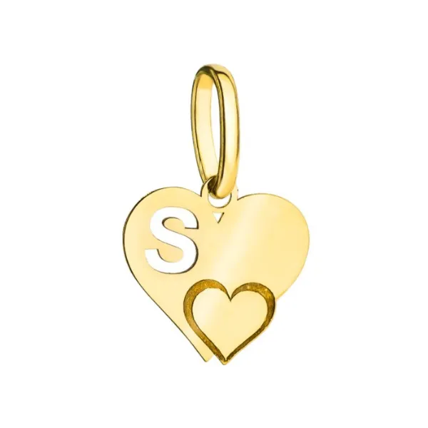 Złota Zawieszka Literka ''S'' w Sercu 585