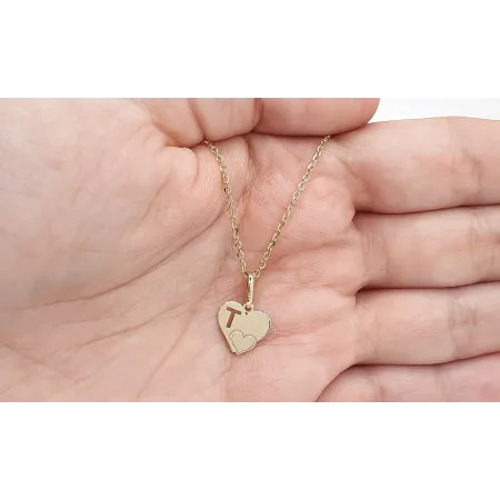 Złota Zawieszka Literka ''T'' w Sercu 585