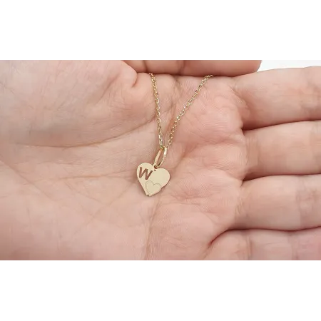 Złota Zawieszka Literka ''W'' w Sercu 585