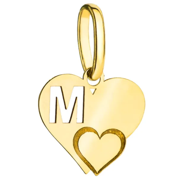 Złota Zawieszka Literka ''M'' w Sercu 585
