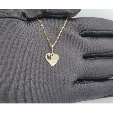 Złota Zawieszka Literka ''M'' w Sercu 585