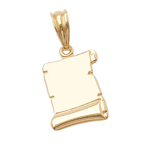 Złota Zawieszka 585 Duży Papirus pod Grawer 