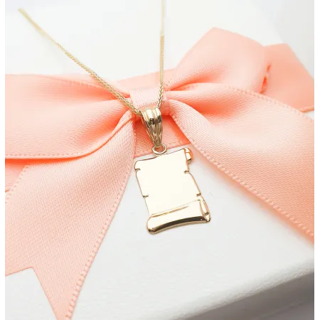 Złota Zawieszka 585 Duży Papirus pod Grawer 