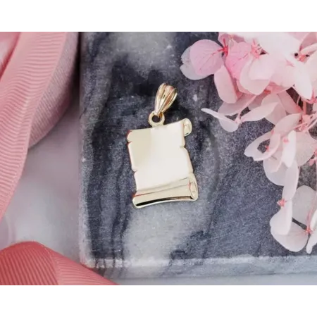 Złota Zawieszka 585 Duży Papirus pod Grawer 