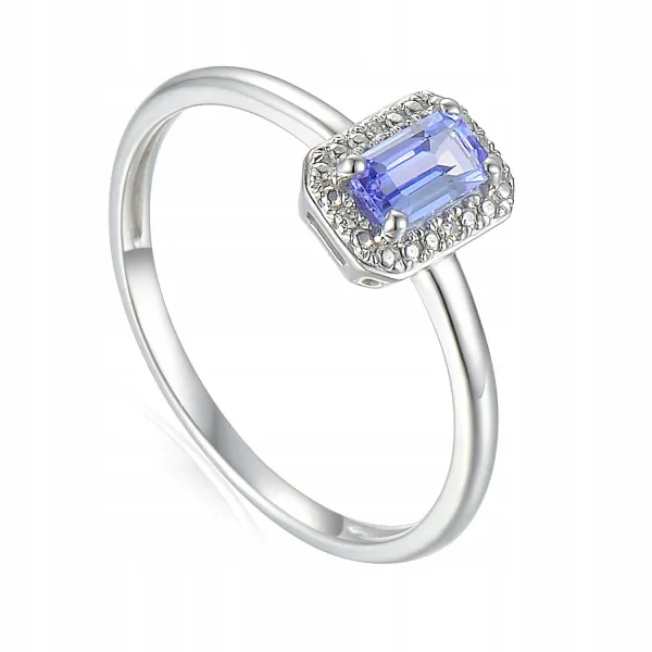 ZŁOTY PIERŚCIONEK 585 TANZANIT I DIAMENTY