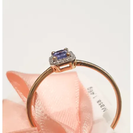 ZŁOTY PIERŚCIONEK 585 TANZANIT I DIAMENTY