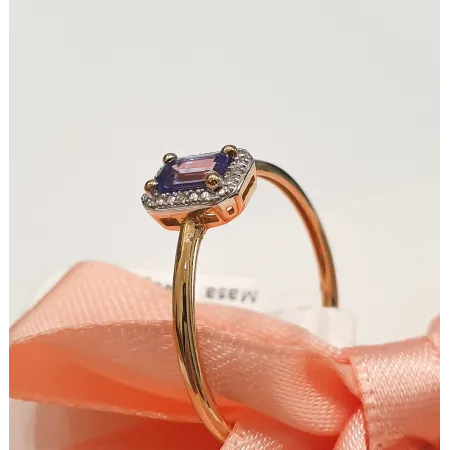 ZŁOTY PIERŚCIONEK 585 TANZANIT I DIAMENTY