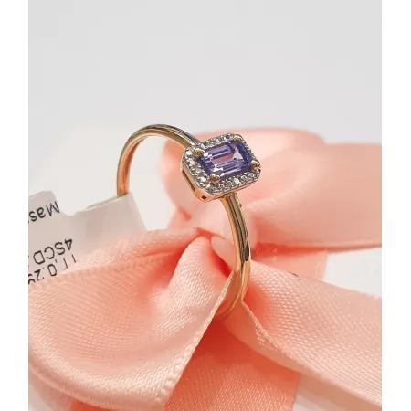 ZŁOTY 585 PIERŚCIONEK TANZANIT DIAMENTY GRAWER