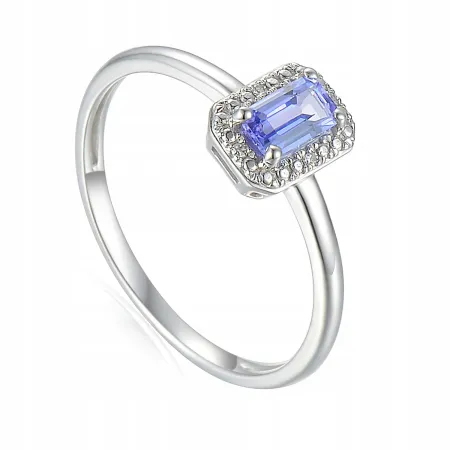 ZŁOTY 585 PIERŚCIONEK TANZANIT DIAMENTY GRAWER
