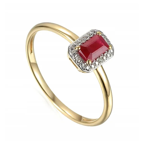 ZŁOTY ZARĘCZYNOWY 585 PIERŚCIONEK RUBIN DIAMENTY 