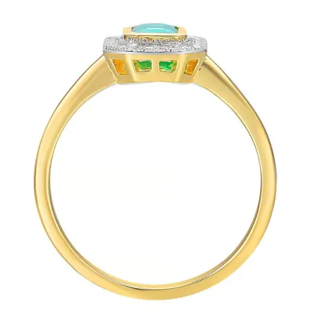 ZŁOTY 585 PIERŚCIONEK SZMARAGD I DIAMENTY