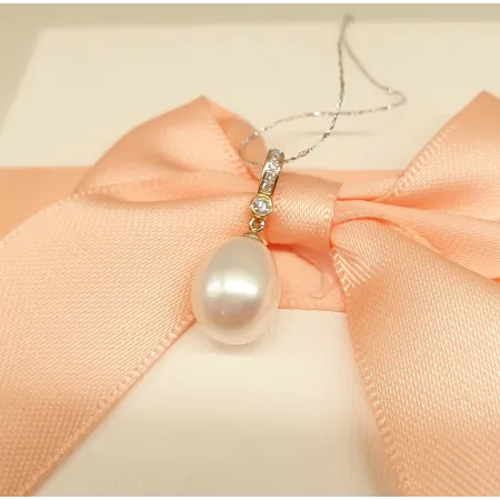 ZŁOTA 585 ZAWIESZKA PERŁA DIAMENTY NA PREZENT