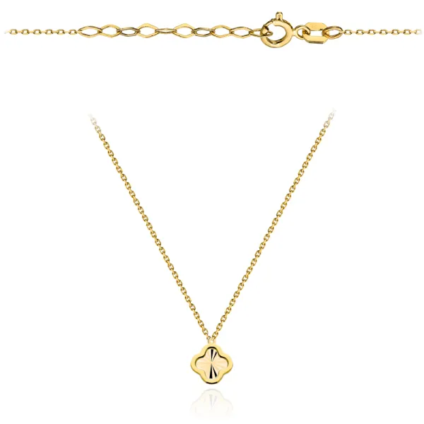 Złoty Naszyjnik 585 Koniczynka Diamentowana 