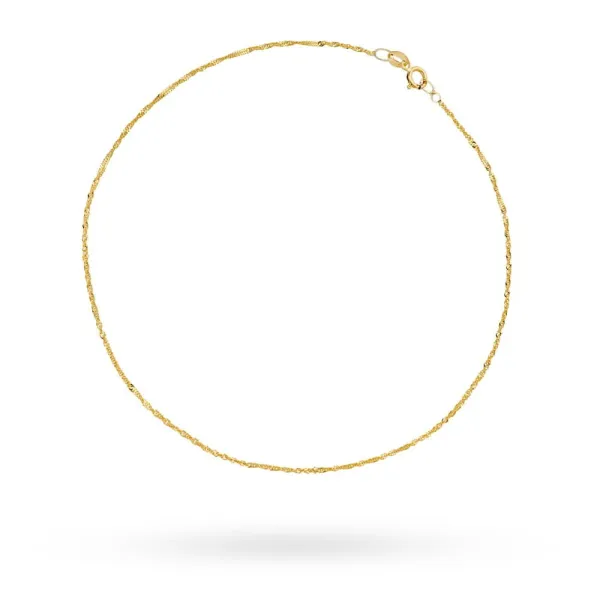 Złota Bransoletka 585 na Nogę Singapur Diament