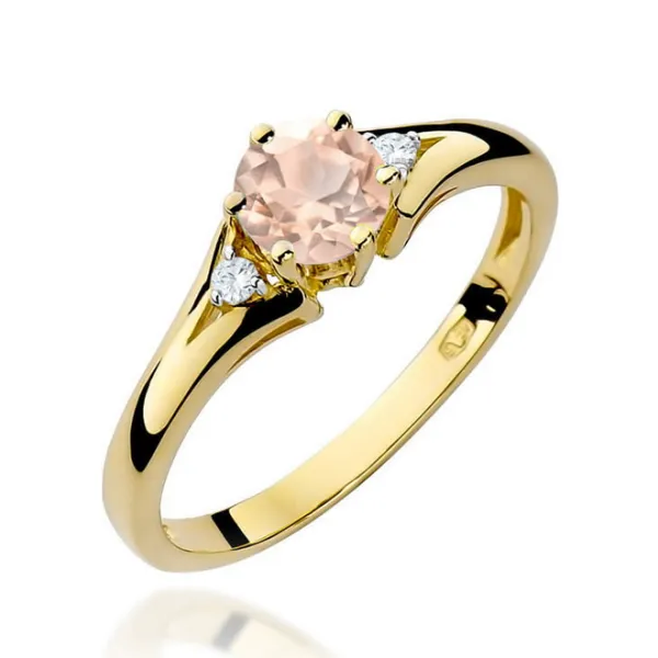 Złoty Pierścionek Morganit Brylanty Próba 585