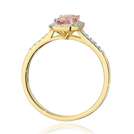 Pierścionek Złoty z Morganitem i Diamentami 585