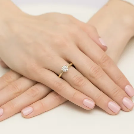 Złoty 585 Pierścionek Zaręczynowy Brylant 0,70ct