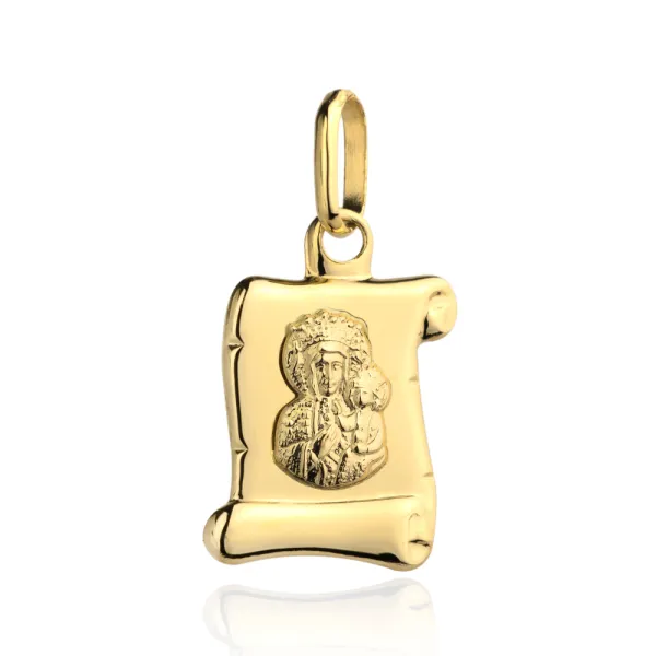 Złoty Medalik Papirus Matka Boska Częstochowska