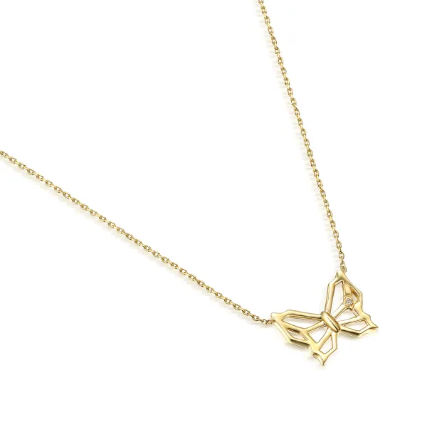 Naszyjnik Złoty z Diamentami Motyl