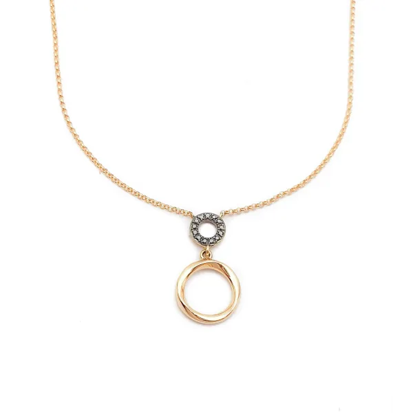 Modny Naszyjnik Złoty Celebrytka Czarne Diamenty 