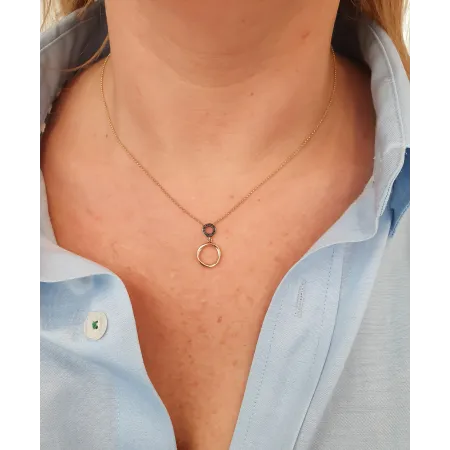 Modny Naszyjnik Złoty Celebrytka Czarne Diamenty 