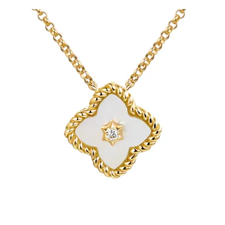 Złoty Naszyjnik 585 Masa Perłowa Diament