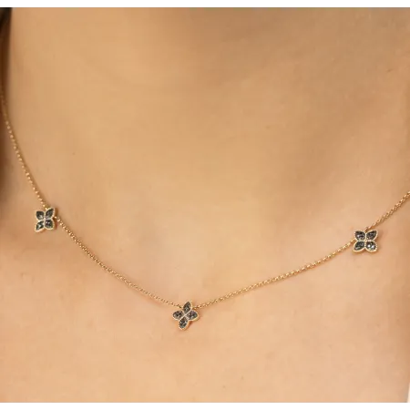 Złoty Elegancki Naszyjnik 585 Czarne Diamenty