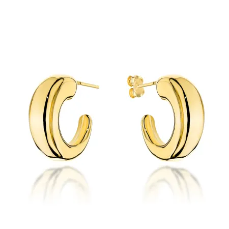 Złote 585 Kolczyki Księżyce Gładkie Sztyft Modne 