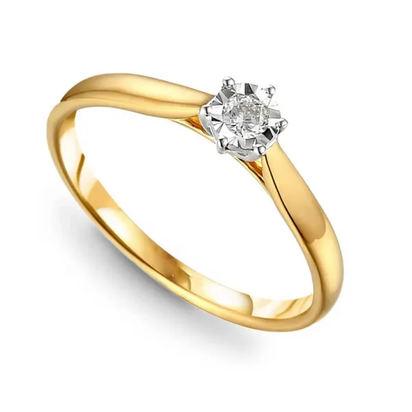 ZŁOTY PIERŚCIONEK 585 ZARĘCZYNOWY BRYLANT 0,09ct