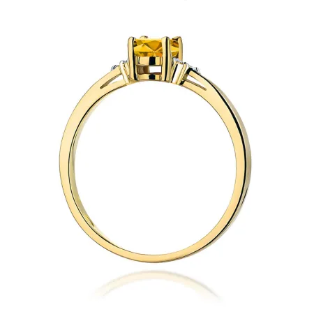 Złoty Pierścionek 585 Cytryn i Brylanty