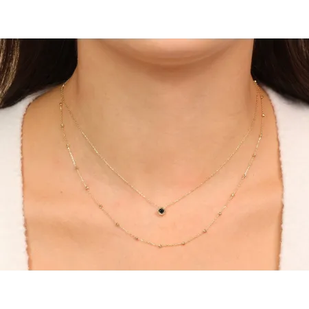 Złoty Naszyjnik 585 Złote Kulki Diamentowane 