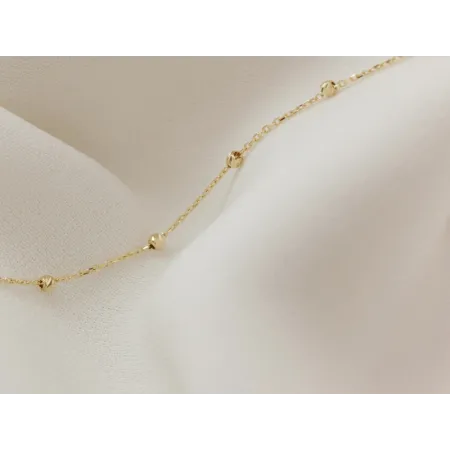 Złoty Naszyjnik 585 Złote Kulki Diamentowane 