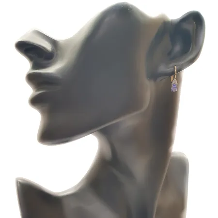 ZŁOTE 585 KOLCZYKI TANZANIT I DIAMENTY NA PREZENT