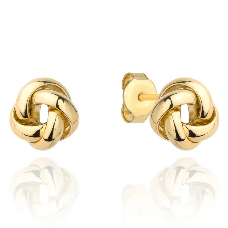 Złote 585 Kolczyki Plecione Duże na Sztyfcie Modne