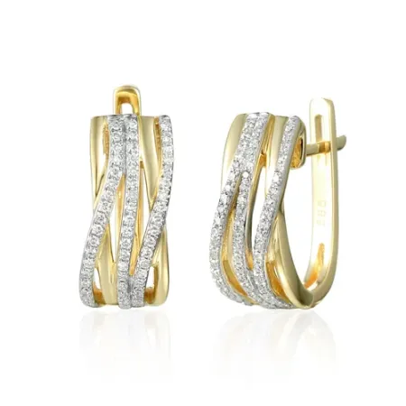 Złote Kolczyki 585 Brylanty Angielskie na Prezent