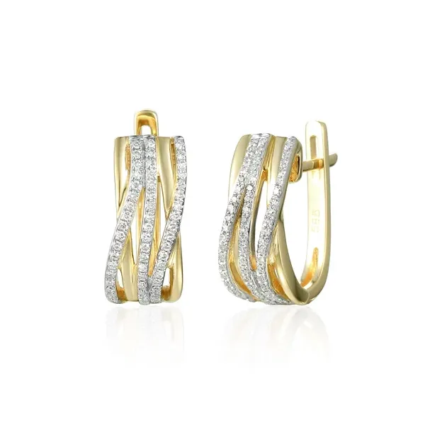 Złote Kolczyki 585 Brylanty Angielskie na Prezent