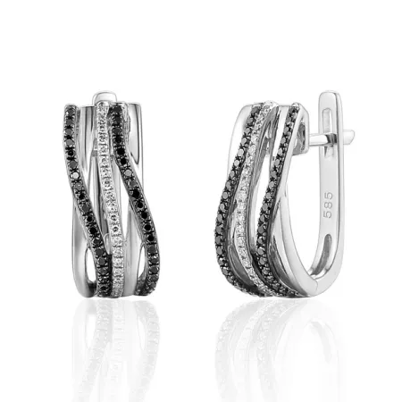 Kolczyki Próba 585 Czarne Brylanty Białe Złoto