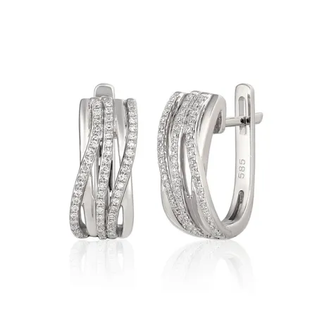 Kolczyki Brylanty Białe Złoto Angielskie Zapięcie