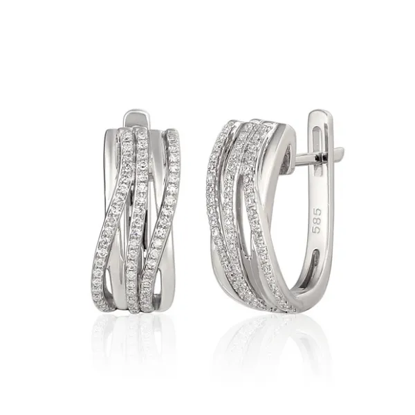 Kolczyki Brylanty Białe Złoto Angielskie Zapięcie